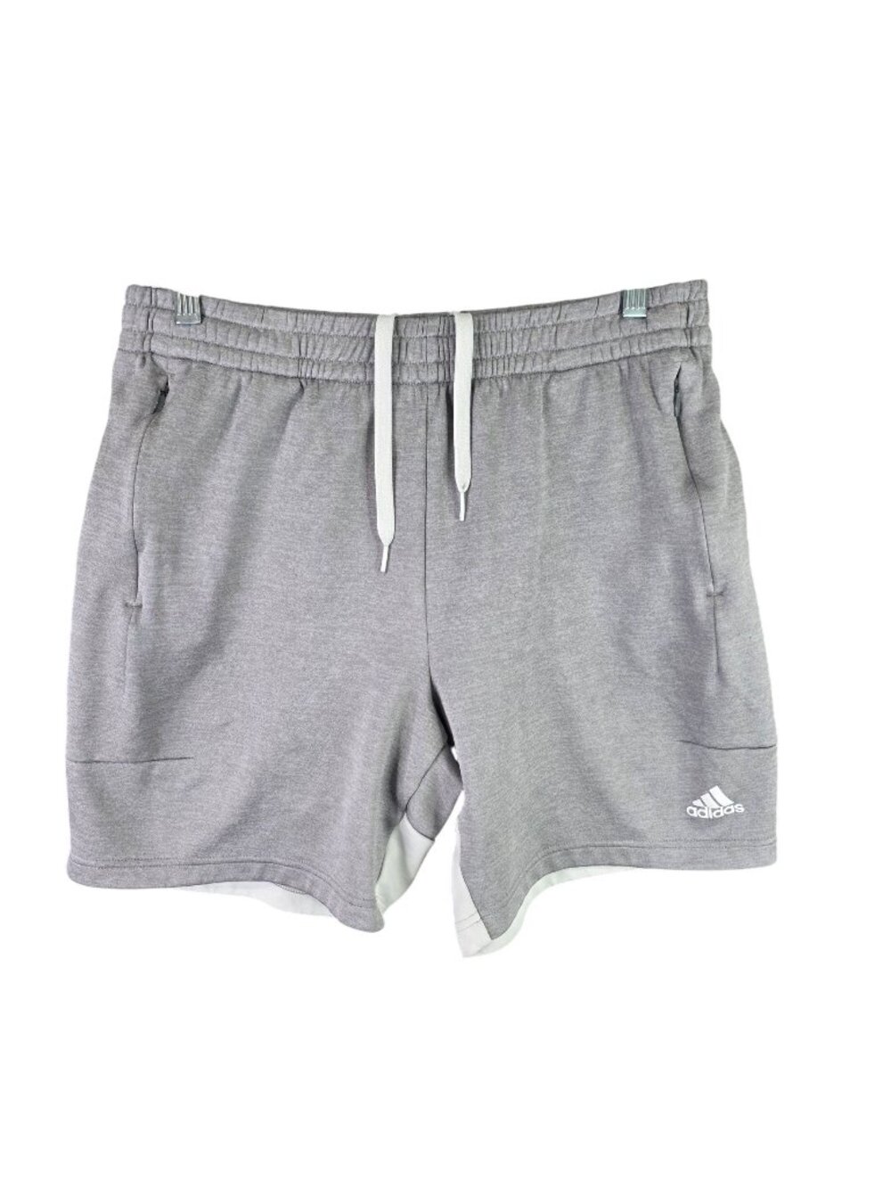 Mens Adidas Gray Athletic Shorts Drawstring Elastic Waist 8" Inseam Size L